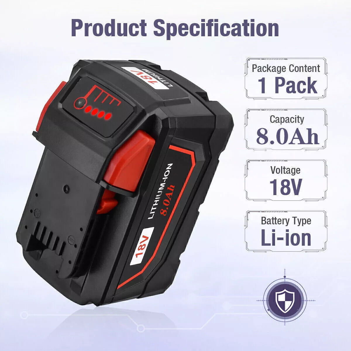 Milwaukee 18V 8.0Ah Li-ion Replacement Battery