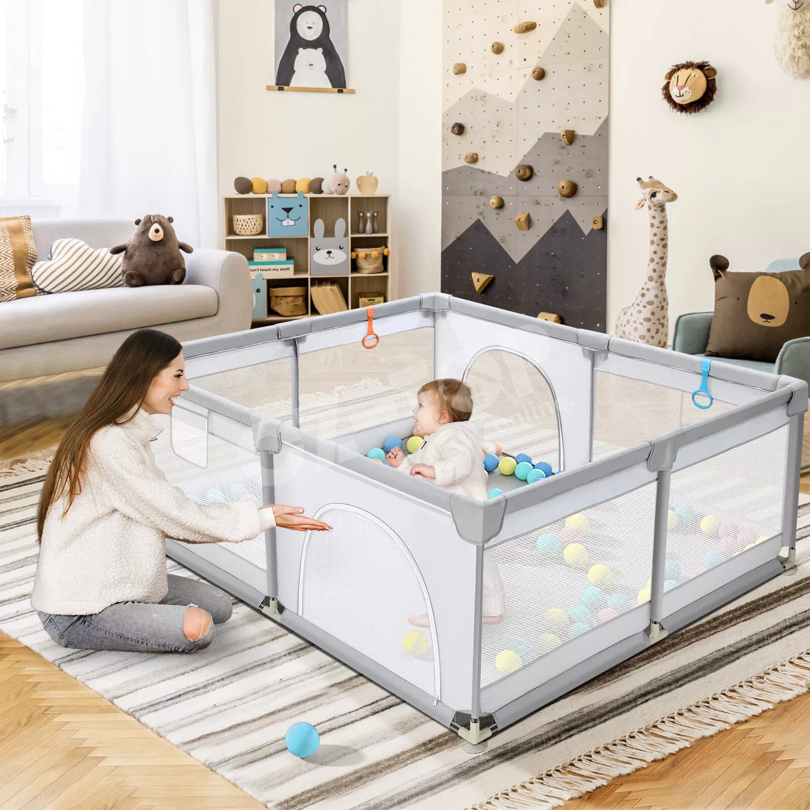 Baby Playpen Child Safety Gate 180x200cm (Dark Blue)