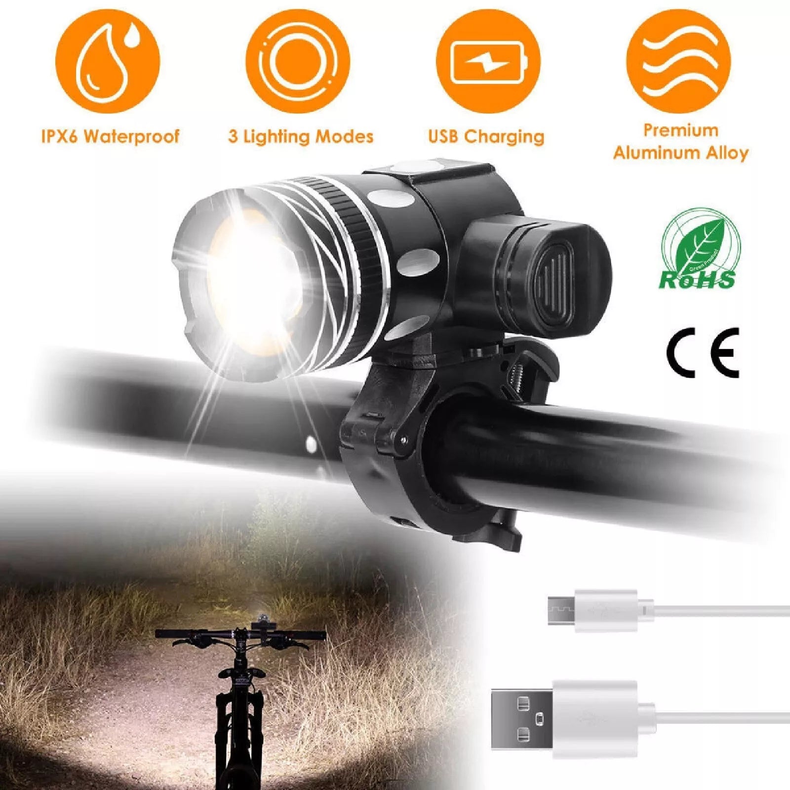 LED Bike Light USB Rechargeable Waterproof
