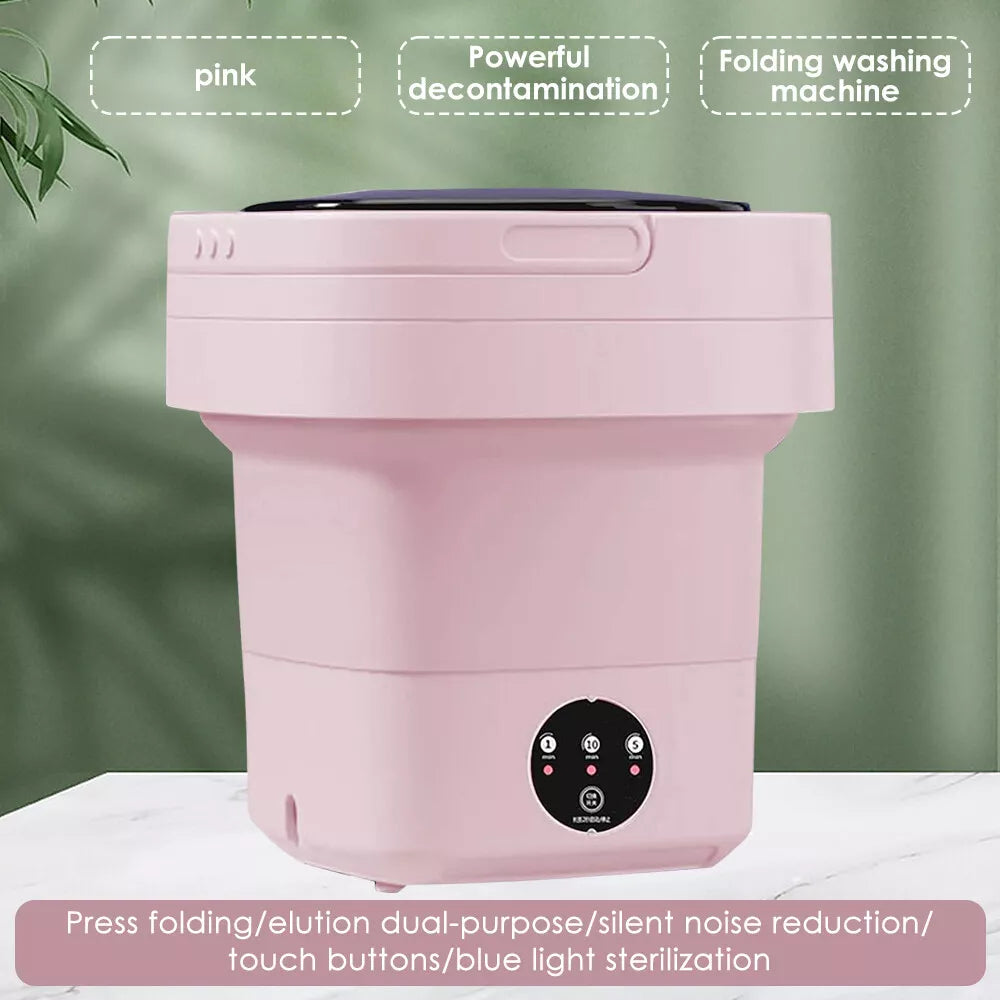 8L Foldable Washing Machine Mini Underwear Laundry Machine (Pink)