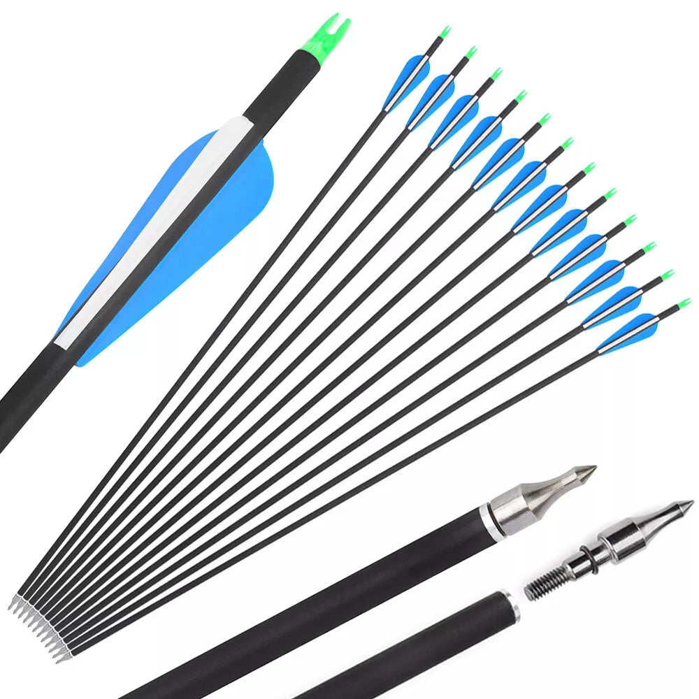 Fiberglass Hunting & Target Archery Arrows (12 Arrows)