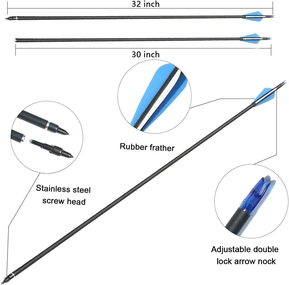 Fiberglass Hunting & Target Archery Arrows (12 Arrows)