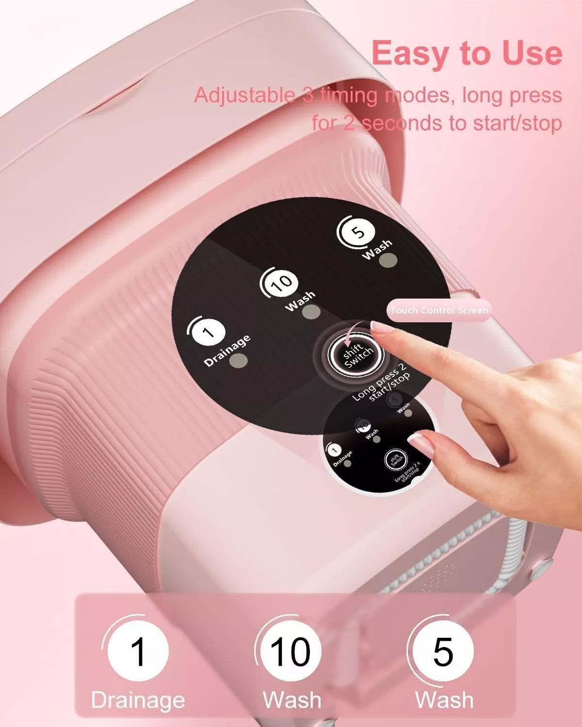 8L Foldable Washing Machine Mini Underwear Laundry Machine (Pink)