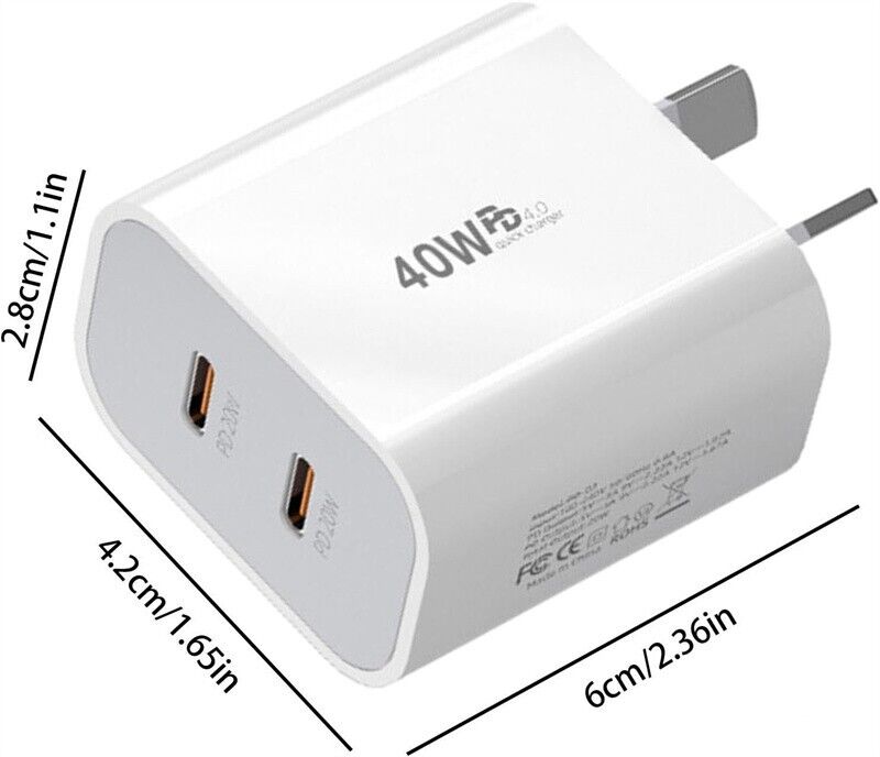 40W DUAL USB C PD Fast Charging Wall USB C Charger Power Adapter Type C