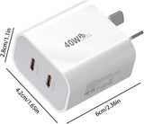 40W DUAL USB C PD Fast Charging Wall USB C Charger Power Adapter Type C