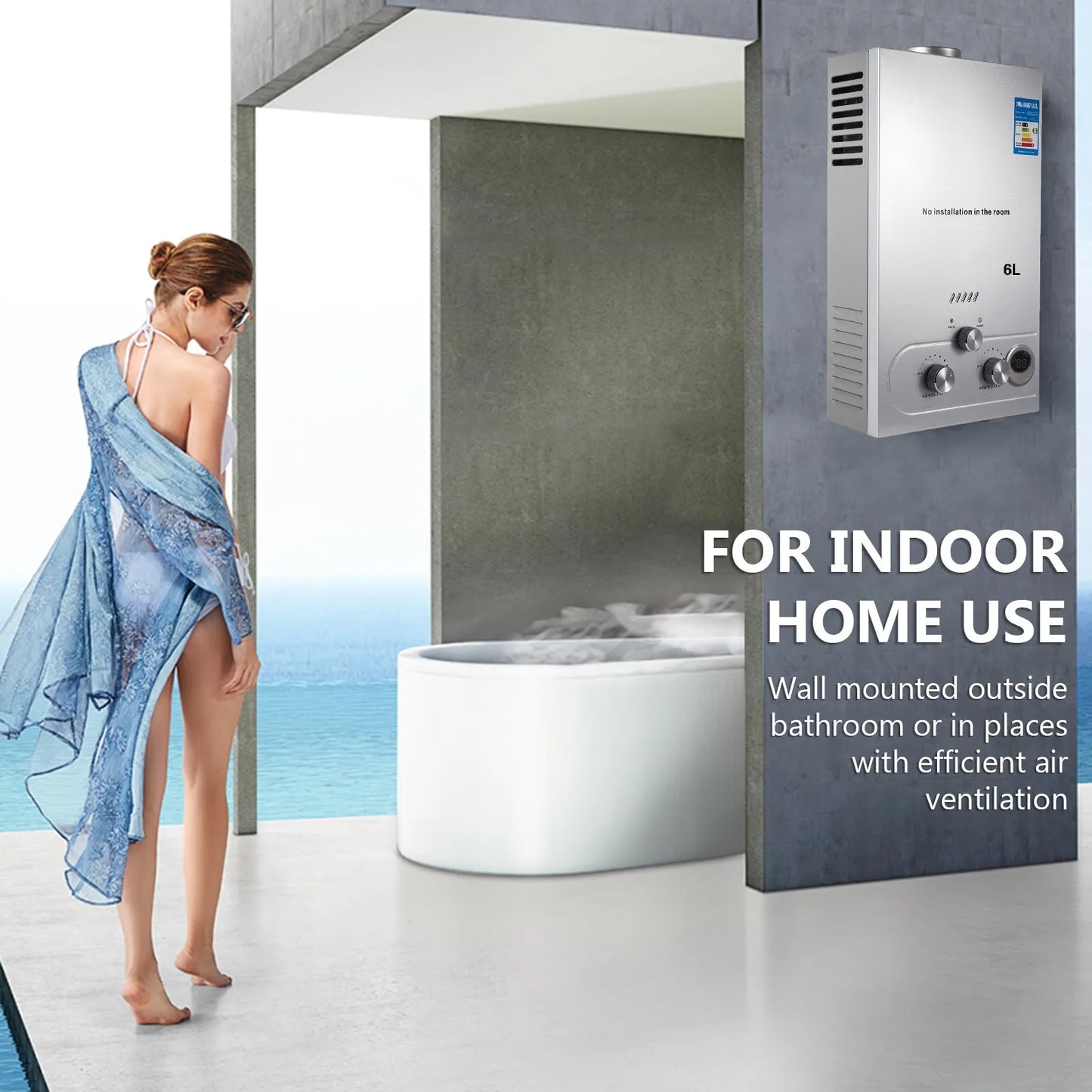 Gas Water Heating With 12V Pump 6L