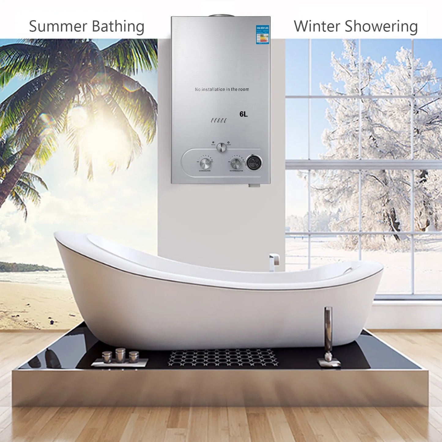 Gas Water Heating With 12V Pump 6L