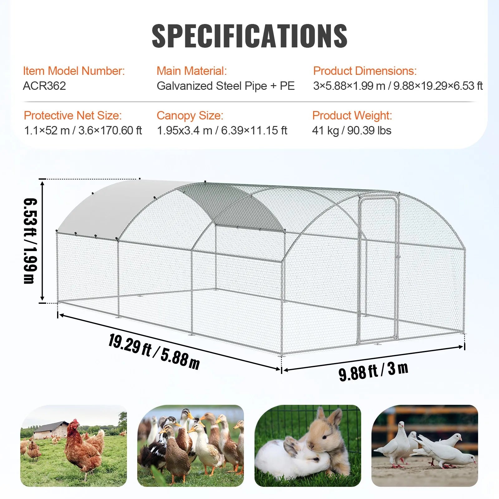 Chicken Coop Run 6m × 3m × 2m