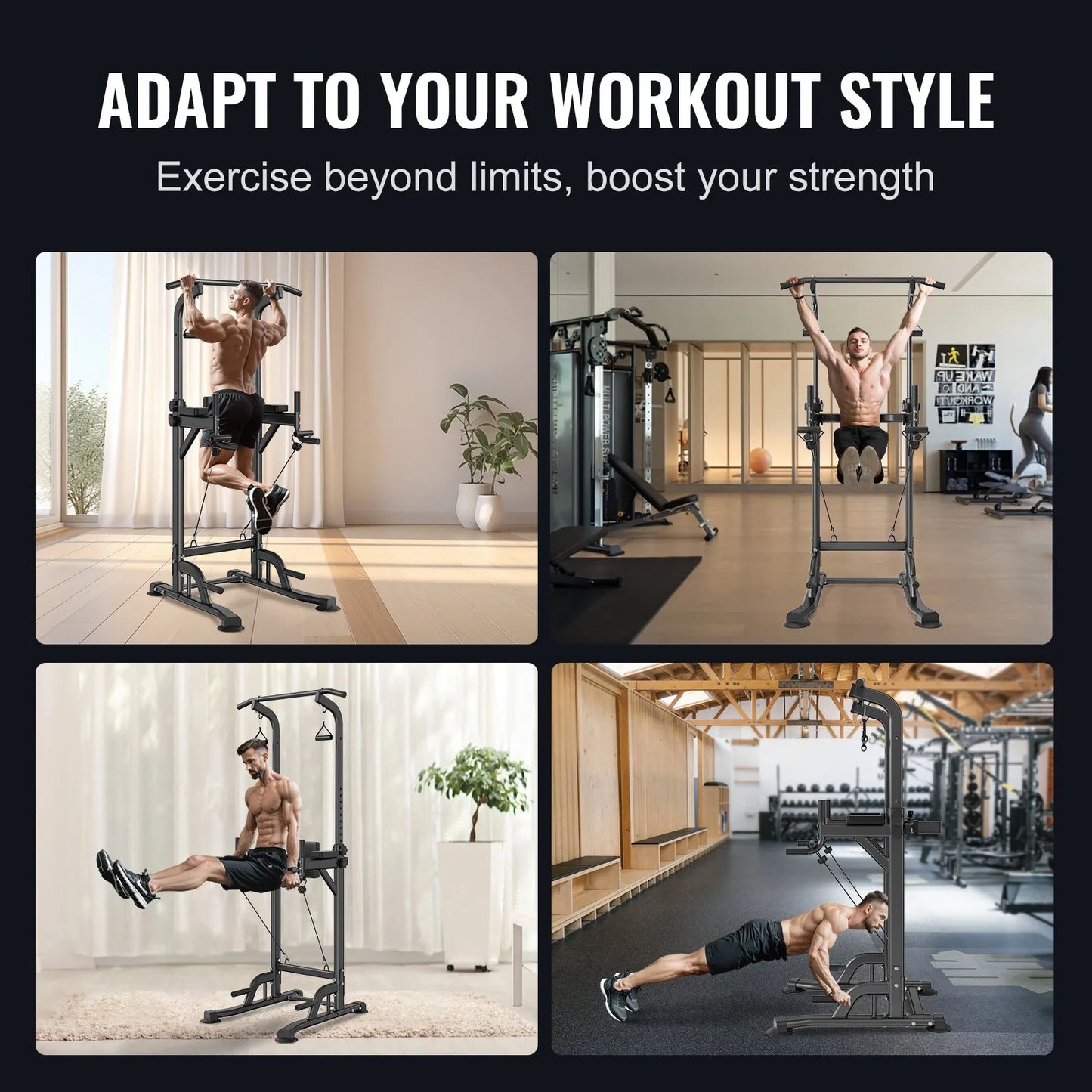 Adjustable Chin Up Pull Up Power Tower Station Workout