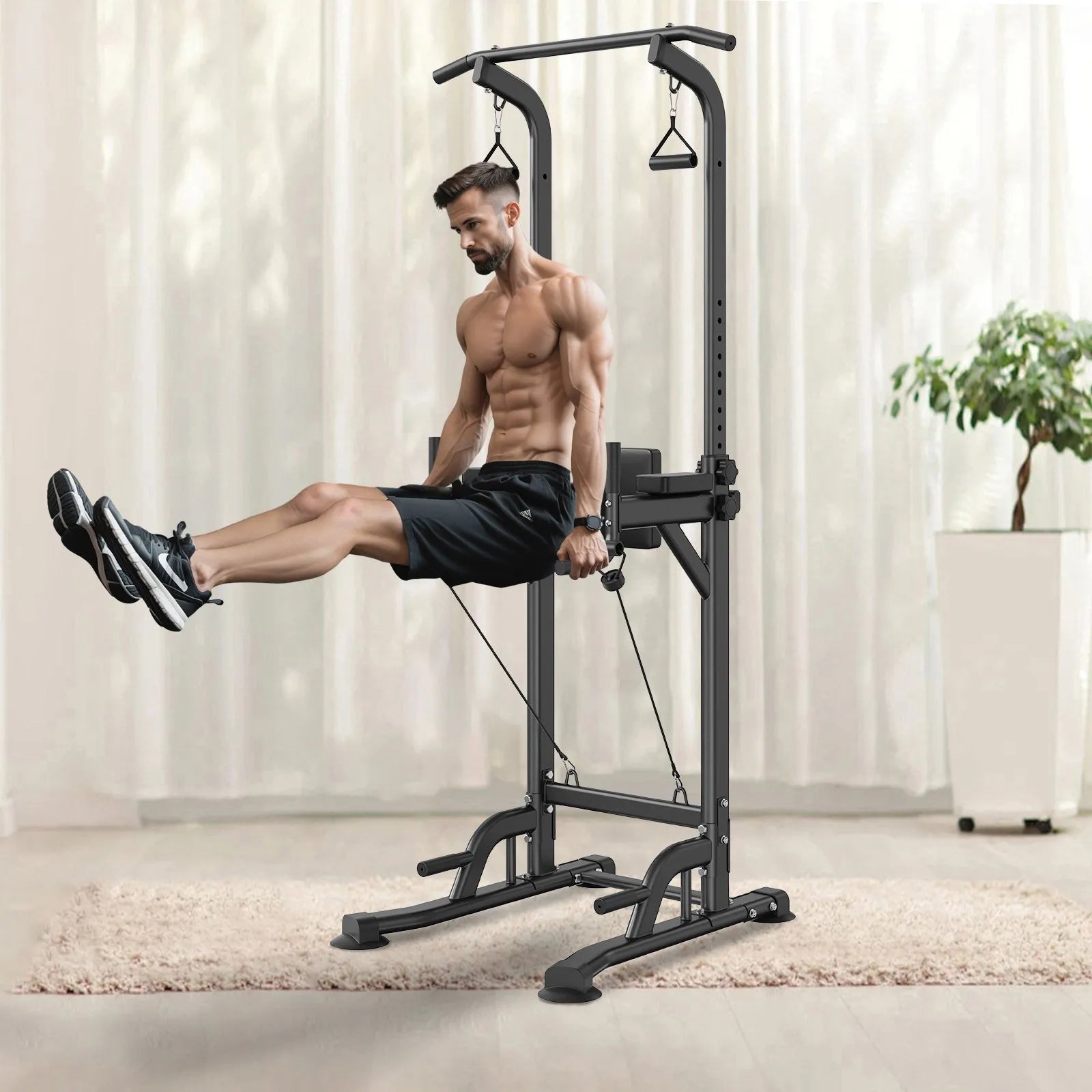 Adjustable Chin Up Pull Up Power Tower Station Workout