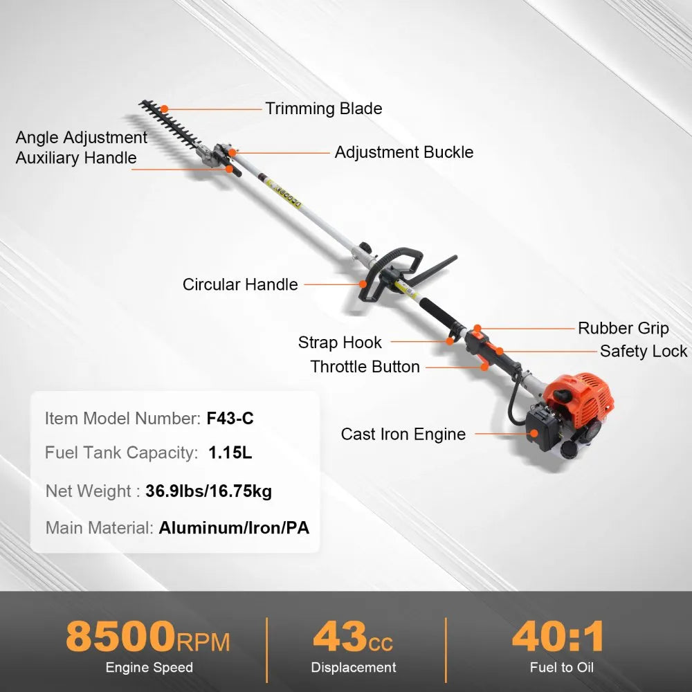 High-Powered Brush Weed Cutter Saw Hedge Trimmer 5 in 1