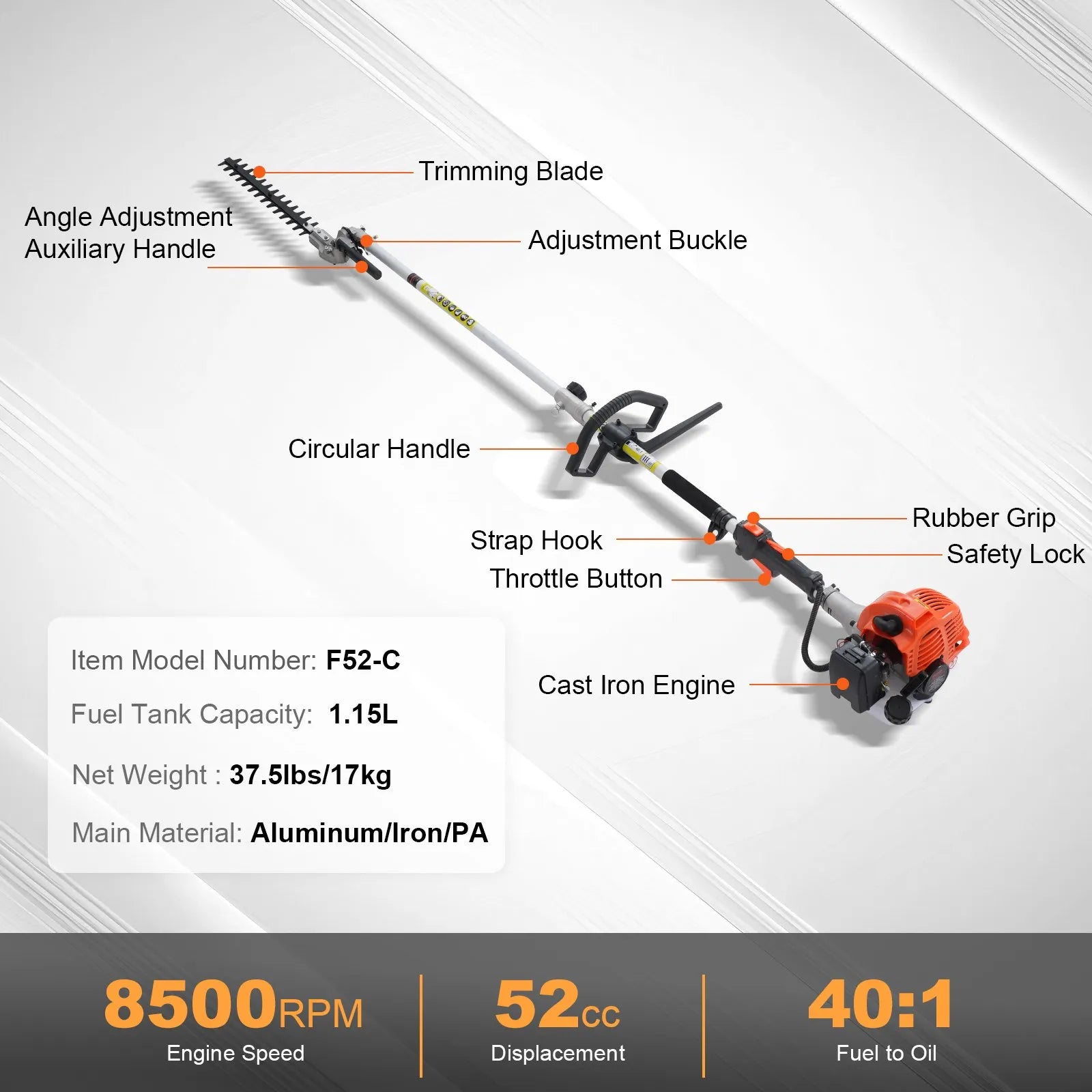 High-Powered Brush Weed Cutter Saw Hedge Trimmer 5 in 1